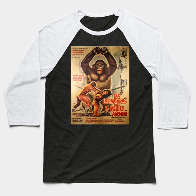 Lucha Poster Baseball T-Shirt by Indy Handshake